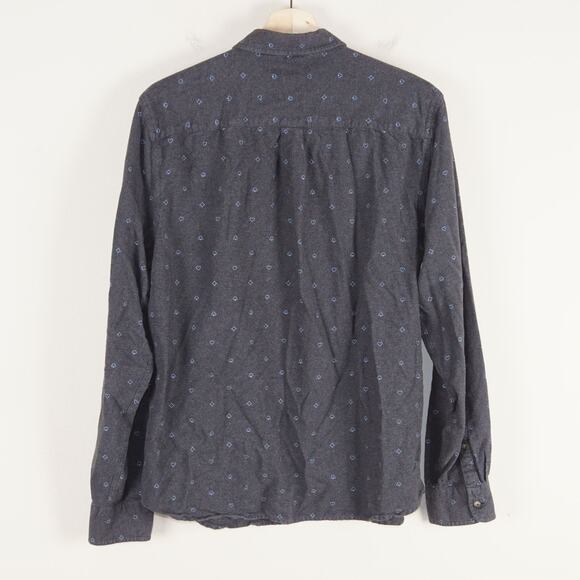 Marine Layer Poker Print Gray Long Sleeve Button Down Flannel Shirt Marge M - L - Picture 2 of 9